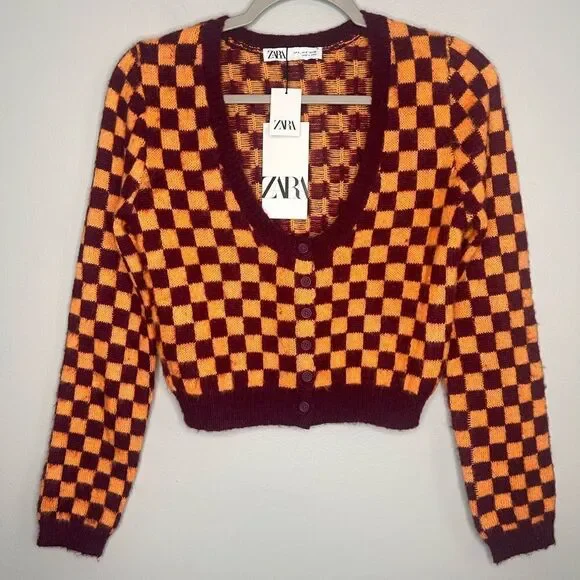 Zara Checkered Cardigan Sweater NWT - Picture 4 of 5